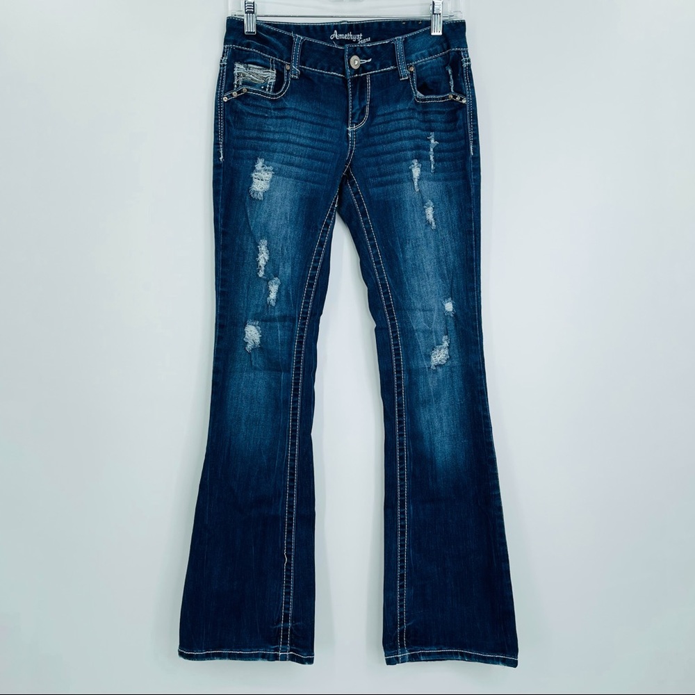 Amethyst distressed Racheal boot cut jeans
